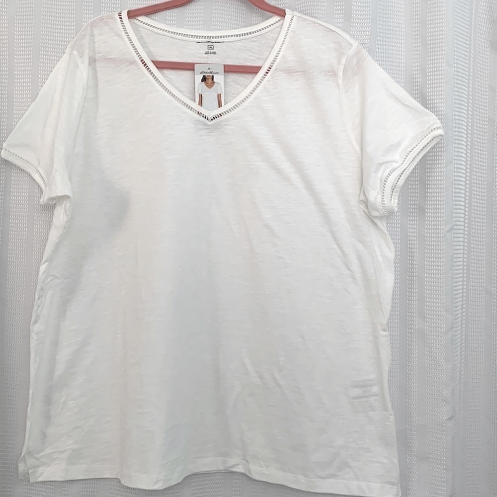 Eddie Bauer V Neck Slub Tee XXL‎  NWT